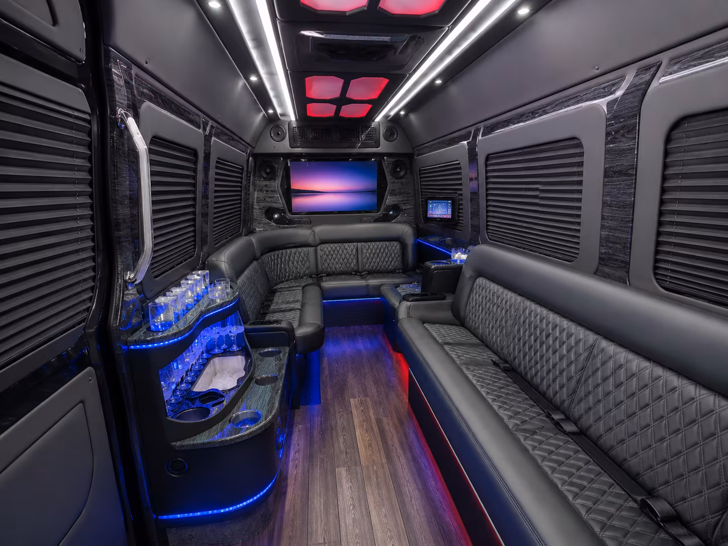 indio 40 passenger party bus inside