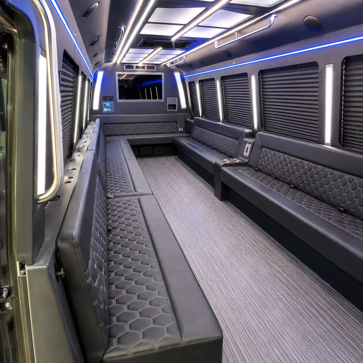 indio 40 passenger party bus interior